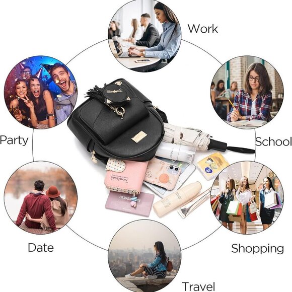 Girls Mini Leather Backpack Purse with Coin Pouch Compact Daily Use main image 9